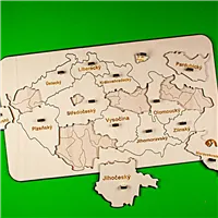 Mapa ČR dřevěná s kraji vkládačka