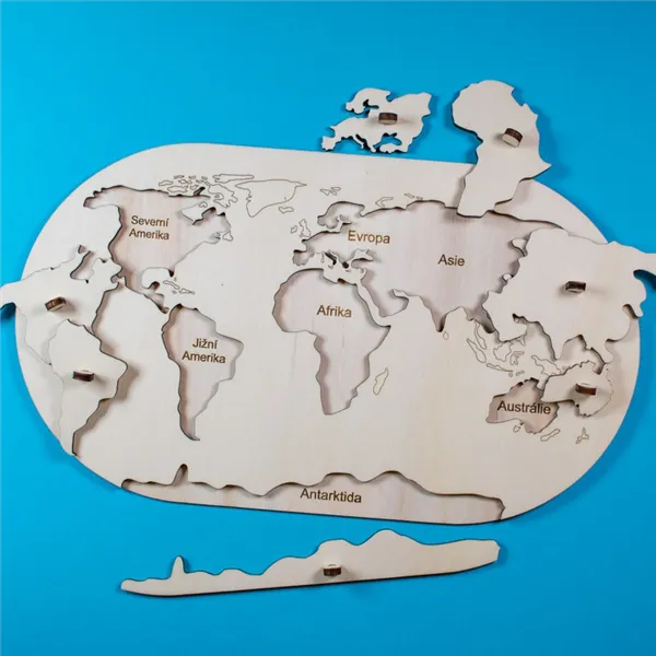 Mapa kontinenty vkládací